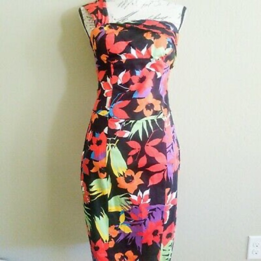 Cache One Shoulder Pencil Dress Built In Bra